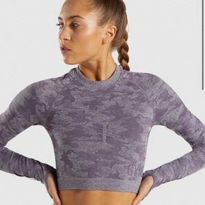 Gymshark Camo Long Sleeve Crop Top Medium